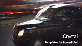  Presentation with taxi - Slide set having image of a london taxi background and a black colored foreground