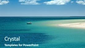  Presentation with lonely - Theme enhanced with image of a lonely boat at the beach background and a ocean colored foreground