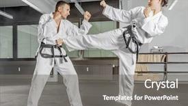  Presentation with art - PPT theme consisting of image of a martial arts background and a gray colored foreground