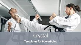  Presentation with art - Amazing presentation having image of a martial arts backdrop and a gray colored foreground