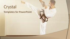  Presentation with art - Colorful PPT layouts enhanced with image of a martial arts backdrop and a  colored foreground