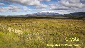  Presentation with volcano - Theme having image of a mount ruapehu volcano in new zealand background and a tawny brown colored foreground