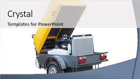  Presentation with air compressor motor - Theme consisting of image of a movable compressor background and a white colored foreground
