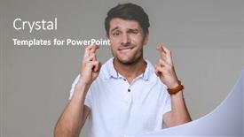  Presentation with hopeful - Beautiful presentation theme featuring image of a nervous handsome young man posing isolated over grey wall background make hopeful please gesture backdrop and a gray colored foreground