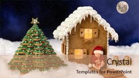  Presentation with gingerbread house - Presentation theme enhanced with image of a newborn baby background and a coral colored foreground