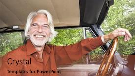  Presentation with image of car racing - Cool new PPT theme with image of a nice man backdrop and a  colored foreground