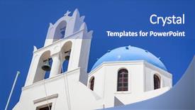  Presentation with santorini - Cool new slides with image of a nice santorini view with church backdrop and a teal colored foreground