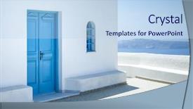  Presentation with santorini - Amazing theme having image of a nice santorini view backdrop and a light blue colored foreground