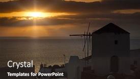  Presentation with santorini - Slides with image of a nice sunset background and a tawny brown colored foreground