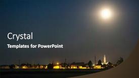  Presentation with city moon - Beautiful presentation design featuring image of a night city landscape in italy under the moon backdrop and a tawny brown colored foreground