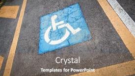  Presentation with disabled person - PPT theme having image of a parking space background and a coral colored foreground