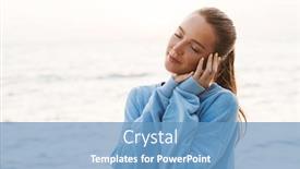  Presentation with sleeping - Theme featuring image of a pleased young beautiful redhead fitness woman posing outdoors on beach make sleeping gesture background and a teal colored foreground