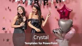  Presentation with pink birthday - PPT theme featuring image-of-a-positive-cheery background and a tawny brown colored foreground