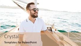  Presentation with happy image - Theme enhanced with image-of-a-positive-happy background and a coral colored foreground