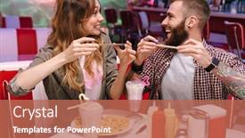  Presentation with street food - Slide deck consisting of image-of-a-positive-happy background and a coral colored foreground