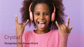  Presentation with purple wall - PPT theme featuring image-of-a-positive-optimistic background and a coral colored foreground