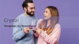  Presentation with purple wall - Theme enhanced with image-of-a-positive-optimistic background and a light blue colored foreground