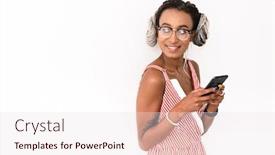  Presentation with young man and a woman - Slides having image-of-a-positive-young background and a sky blue colored foreground