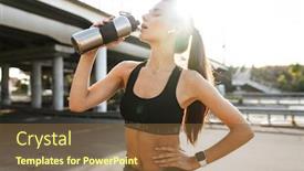  Presentation with drinking water - Amazing PPT theme having image-of-a-pretty-fitness backdrop and a tawny brown colored foreground