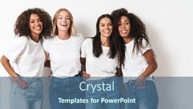  Presentation with happy image - Beautiful slides featuring feminism - image of a pretty happy backdrop and a ocean colored foreground