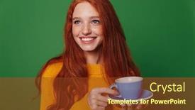  Presentation with green coffee - Colorful presentation enhanced with image-of-a-pretty-young backdrop and a tawny brown colored foreground