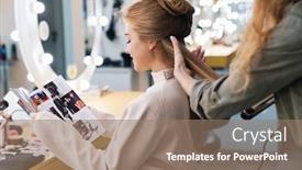  Presentation with hair - Colorful slide set enhanced with image-of-a-pretty-young backdrop and a coral colored foreground