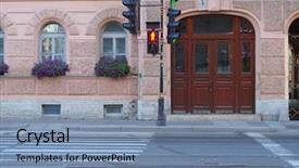  Presentation with traffic signal - Theme featuring image of a red traffic background and a seafoam green colored foreground