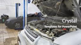  Presentation with repair - PPT theme consisting of image of a repair garage background and a  colored foreground
