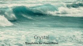  Presentation with ocean surface - Presentation theme having image-of-a-rough-ocean background and a mint green colored foreground