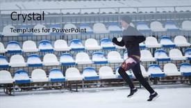  Presentation with stadium - PPT theme featuring image of a running sportsman background and a  colored foreground