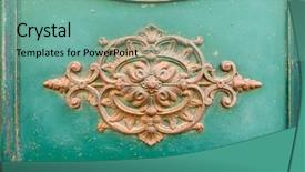  Presentation with ornamental border for the design - Audience pleasing PPT theme consisting of image of a rusty ornamental backdrop and a seafoam green colored foreground