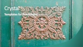  Presentation with decoration - Presentation theme featuring image of a rusty ornamental background and a seafoam green colored foreground