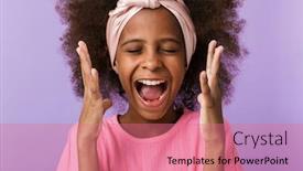  Presentation with purple wall - Colorful presentation design enhanced with image-of-a-screaming-happy backdrop and a coral colored foreground