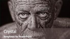  Presentation with super man - Amazing PPT theme having image of a senior man backdrop and a gray colored foreground