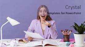  Presentation with purple wall - Slide set with image-of-a-shocked-excited background and a light blue colored foreground