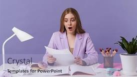  Presentation with purple wall - Amazing presentation design having image-of-a-shocked-surprised backdrop and a light blue colored foreground