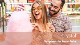  Presentation with amusement park - Presentation design with carousel - image of a smiling positive background and a coral colored foreground