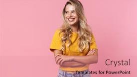  Presentation with environmental awareness gif image - Cool new PPT theme with image-of-a-smiling-young backdrop and a coral colored foreground