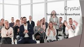  Presentation with speaker - Theme featuring image-of-a-speaker-giving background and a white colored foreground