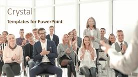  Presentation with speaker - Slide set consisting of image-of-a-speaker-giving background and a cream colored foreground