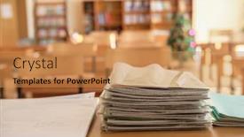  Presentation with school desk - Amazing slides having image-of-a-stack backdrop and a coral colored foreground