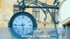  Presentation with wall street - Beautiful theme featuring image-of-a-street-clock and a teal colored foreground