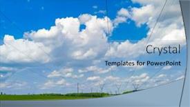  Presentation with power lines - Presentation enhanced with image-of-a-summer-field background and a light blue colored foreground