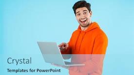  Presentation with wall - Amazing slide set having image-of-a-surprised-young backdrop and a arctic colored foreground