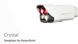  Presentation with night vision - PPT theme featuring image of a surveillance camera with wireless and infrared technology for night vision background and a white colored foreground