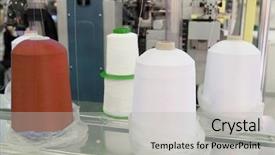  Presentation with spinning - Presentation design with image of a textile production background and a  colored foreground