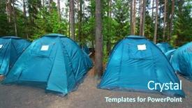  Presentation with camp - Beautiful PPT layouts featuring image of a tourist camp backdrop and a ocean colored foreground