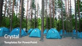  Presentation with camp - Audience pleasing slide deck consisting of image of a tourist camp backdrop and a teal colored foreground