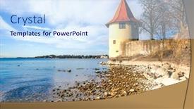  Presentation with tower - Beautiful slide set featuring image-of-a-tower backdrop and a sky blue colored foreground