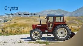  Presentation with area - Theme consisting of image-of-a-tractor background and a light blue colored foreground